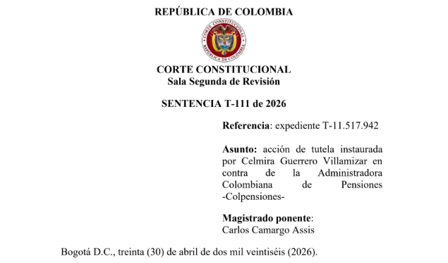 Sustitución pensional en Colombia: debido proceso y protección a adultos mayores | SENTENCIA T-111 de 2026